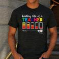 Battery Life Of a Teacher Shirt Thanksgiving Teacher Men's Casual T-Shirt Dark Grey