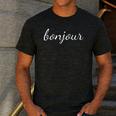 Bonjour T Shirt French Language Saying Teacher Student Men Women Girls Kids Men's Casual T-Shirt Dark Grey