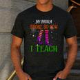 My Broom Broke So Now I Teach Teacher Witch Halloween Men's Casual T-Shirt Dark Grey My Broom Broke So Now I Teach Teacher Witch Halloween Men's Casual T-Shirt Dark Grey