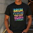 Bruh It's Test Day You Got This Funny Teacher Men's Casual T-Shirt Dark Grey