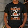 You Can't Scare Me I Teach 5th Grade Retro Teacher Halloween Men's Casual T-Shirt Dark Grey
