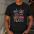 My Cat Ate My Lesson Plans Teacher Cat Humor Men's Casual T-Shirt Dark Grey