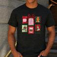 Christmas Teacher Stamps Men's Casual T-Shirt Dark Grey