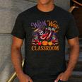Way To Classroom Halloween Witch Three Cute Sloths Teacher Men's Casual T-Shirt Dark Grey Way To Classroom Halloween Witch Three Cute Sloths Teacher Men's Casual T-Shirt Dark Grey