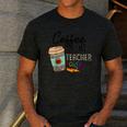 Coffee Gives Me Teacher Power Teacher Elementary Women Men's Casual T-Shirt Dark Grey