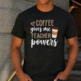 Coffee Gives Me Teacher Powers Teacher Men's Casual T-Shirt Dark Grey