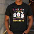 Creepin It Real With Kindergarten Monsters Halloween Teacher Men's Casual T-Shirt Dark Grey