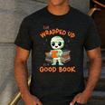 Cute Halloween Teacher Librarian Mummy Reading Books Men's Casual T-Shirt Dark Grey