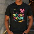 Cute Hello Second Grade Back To School Coquette Teacher Girl Men's Casual T-Shirt Dark Grey