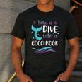 Cute Mermaid Librarian Teacher Dive Into A Good Book Reading Men's Casual T-Shirt Dark Grey Cute Mermaid Librarian Teacher Dive Into A Good Book Reading Men's Casual T-Shirt Dark Grey