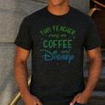Disney This Teacher Runs On Coffee And Disney Gradient Logo Men's Casual T-Shirt Dark Grey Disney This Teacher Runs On Coffee And Disney Gradient Logo Men's Casual T-Shirt Dark Grey