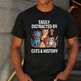 Easily Distracted By Cats & History Teacher Women Men Men's Casual T-Shirt Dark Grey Easily Distracted By Cats & History Teacher Women Men Men's Casual T-Shirt Dark Grey