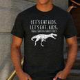 Lets Eat Kids Punctuation Saves Lives Dino Teacher Men Men's Casual T-Shirt Dark Grey