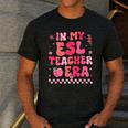 In My Esl Teacher Era Back To School ESL Teacher Groovy Men's Casual T-Shirt Dark Grey In My Esl Teacher Era Back To School ESL Teacher Groovy Men's Casual T-Shirt Dark Grey