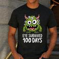 Eye Survived 100 Days Of School Monster Lover Teacher Kids Men's Casual T-Shirt Dark Grey Eye Survived 100 Days Of School Monster Lover Teacher Kids Men's Casual T-Shirt Dark Grey