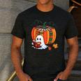 Fall Book Pumpkin Books Ghost Reading Halloween Teacher Men's Casual T-Shirt Dark Grey Fall Book Pumpkin Books Ghost Reading Halloween Teacher Men's Casual T-Shirt Dark Grey