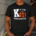 Fall Kindergarten Teacher K Is For Buffalo Plaid Pumpkin Men's Casual T-Shirt Dark Grey