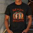 Fall In Love With Learning Book Lover Autumn Pumpkin Teacher Men's Casual T-Shirt Dark Grey
