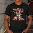 Fall In Love With Reading Halloween Stack Of Book Teacher Men's Casual T-Shirt Dark Grey