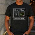 First Caffeinate Then Educate I Am Earning A Break Teacher Men's Casual T-Shirt Dark Grey