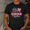 First Day Of School Teacher Girl Coquette Hello Kindergarten Men's Casual T-Shirt Dark Grey First Day Of School Teacher Girl Coquette Hello Kindergarten Men's Casual T-Shirt Dark Grey