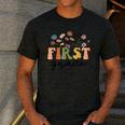 First Grade Teacher Wildflower Back To School Floral Outfits Men's Casual T-Shirt Dark Grey