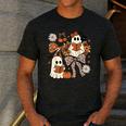 Ghost Reading Books Halloween Bow Spooky Teacher Student Men's Casual T-Shirt Dark Grey