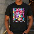 Groovy Teacher Cute Coquette Bow Flower Retro Back To School Men's Casual T-Shirt Dark Grey