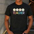 Groovy Teacher Cute Daisy Flower Retro Back To School Men's Casual T-Shirt Dark Grey