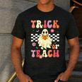 Groovy Teacher Halloween Retro Trick Or Teach Floral Ghost Men's Casual T-Shirt Dark Grey Groovy Teacher Halloween Retro Trick Or Teach Floral Ghost Men's Casual T-Shirt Dark Grey