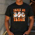 Groovy Teacher Halloween Trick Or Teach Ghost Men Women Kids Men's Casual T-Shirt Dark Grey