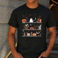 Halloween Library Ghost Books Teacher Spooky Trick Or Teach Men's Casual T-Shirt Dark Grey Halloween Library Ghost Books Teacher Spooky Trick Or Teach Men's Casual T-Shirt Dark Grey