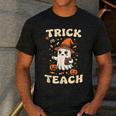 Halloween Teacher Shirts Women School Trick Or Teach Groovy Men's Casual T-Shirt Dark Grey