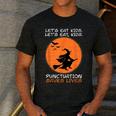 Halloween Teacher Witch Lets Eat Kids Punctuation Men's Casual T-Shirt Dark Grey Halloween Teacher Witch Lets Eat Kids Punctuation Men's Casual T-Shirt Dark Grey