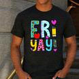 Happy Fri-Yay Friday Lovers Fun Teacher Life FriYay Weekend Men's Casual T-Shirt Dark Grey
