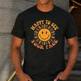 Happy To See Your Face Retro Happy Teacher Back To School Men's Casual T-Shirt Dark Grey Happy To See Your Face Retro Happy Teacher Back To School Men's Casual T-Shirt Dark Grey