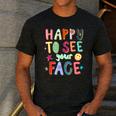 Happy To See Your Face Teacher Retro Back To School Men's Casual T-Shirt Dark Grey Happy To See Your Face Teacher Retro Back To School Men's Casual T-Shirt Dark Grey