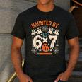 Haunted By 6x7 Math Teacher Halloween Pun Men's Casual T-Shirt Dark Grey