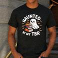 Haunted By My TBR Cute Ghost Book Reading Teacher Halloween Men's Casual T-Shirt Dark Grey