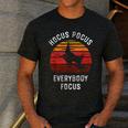 Hocus Pocus Everybody Focus Witch Halloween Teacher Women Men's Casual T-Shirt Dark Grey