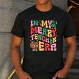 In My Holly Xmas Jolly Teacher Era Teacher Vibes Christmas Men's Casual T-Shirt Dark Grey In My Holly Xmas Jolly Teacher Era Teacher Vibes Christmas Men's Casual T-Shirt Dark Grey