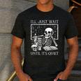 I'Ll Just Wait Until It's Quiet Skeleton Halloween Teacher Men's Casual T-Shirt Dark Grey