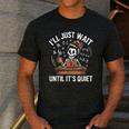 I’Ll Just Wait Until It’s Quiet Skeleton Teacher Men's Casual T-Shirt Dark Grey
