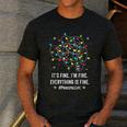 It's Fine I'm Fine Christmas Light Principal Teacher Xmas Men Women Men's Casual T-Shirt Dark Grey
