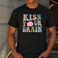 Kiss Your Brain Teacher Inspire Educate Groovy Retro Vintage Men's Casual T-Shirt Dark Grey