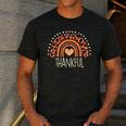 Leopard Rainbow Thankful Thanksgiving Teacher Women Kids Men's Casual T-Shirt Dark Grey