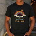 Take a Look It's In a Book Vintage Reading Teacher Rainbow Men's Casual T-Shirt Dark Grey Take a Look It's In a Book Vintage Reading Teacher Rainbow Men's Casual T-Shirt Dark Grey