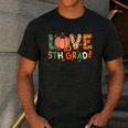 Love 5th Grade Thanksgiving Colorful Fall Leaves Teacher Men's Casual T-Shirt Dark Grey