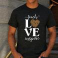 Love Leopard Print Teacher Cheetah School Inspire Teach Men's Casual T-Shirt Dark Grey