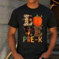 Love Pre-k Teacher Shirts Autumn Fall Pumpkin Fall Leopard Men's Casual T-Shirt Dark Grey